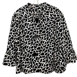 Sandro Sportswear Crop Jacket Women's Size 1X Black White Animal Print